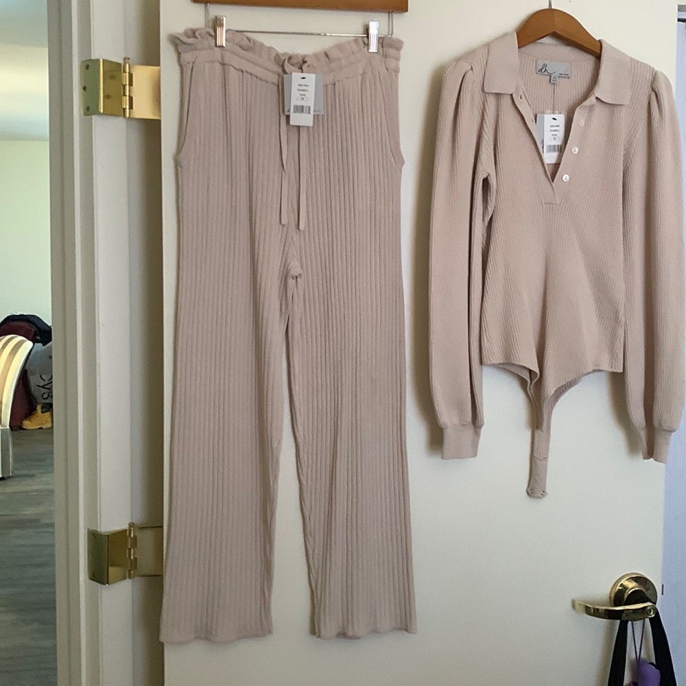 Beige Knit Suit 2-piece